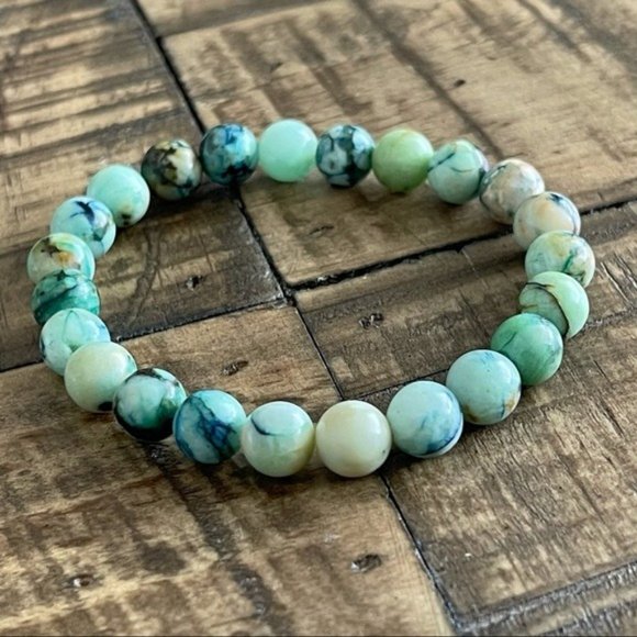 8mm Chrysocolla Stretch Bracelet - Picture 2 of 4